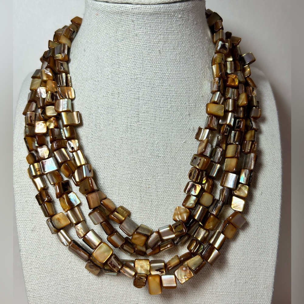 Long Double Stranded Iridescent Abalone Natural S… - image 1